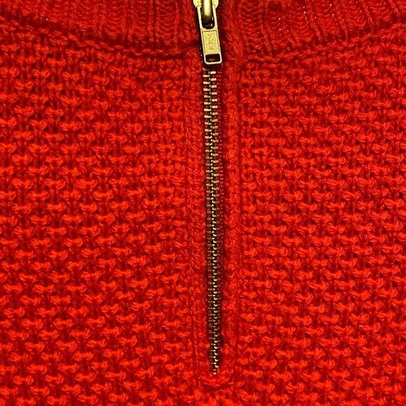 J. Crew Red Textured Knit 100% Wool Crew Neck Shirt-Tail Sweater Size XXS - Picture 5 of 6